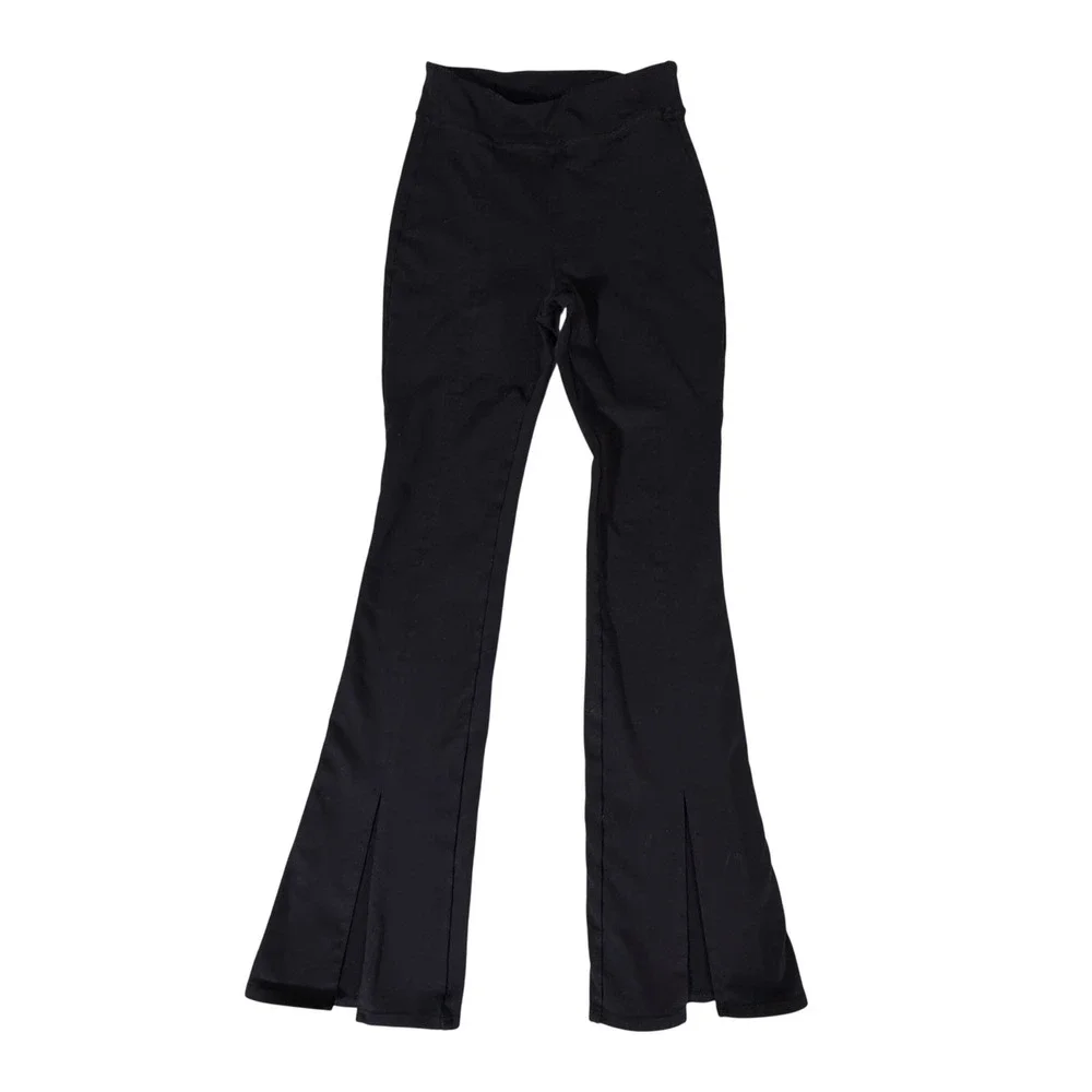 ALO Yoga Black High-Waist Flare Leggings with Front Slits